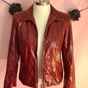 Pleather Red Snake Skin Zip up Jacket